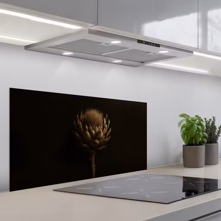 Donkerbruin - Bloem - Textuur - Artisjok keuken achterwand spatscherm middel -3d_schuin