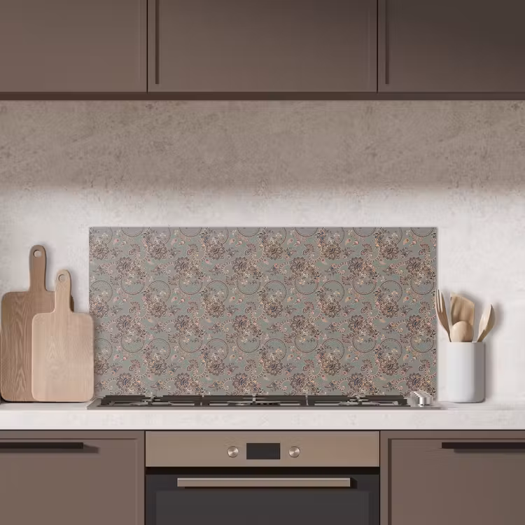 Donker - Bloemen - Sierlijk keuken achterwand spatscherm middel 899 -sfeer2