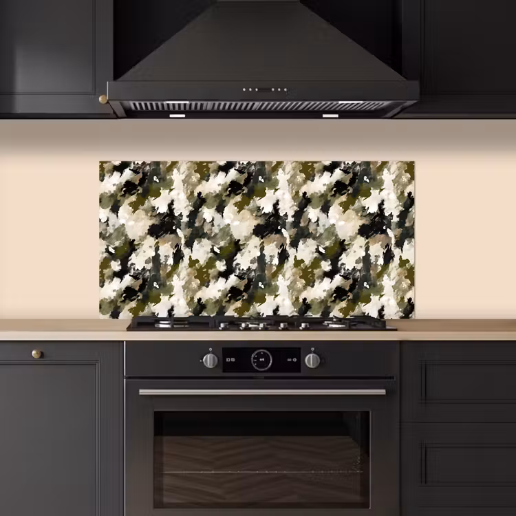 Donker - Groen - Camouflage - Schilderachtig keuken achterwand spatscherm middel 899 -sfeer1