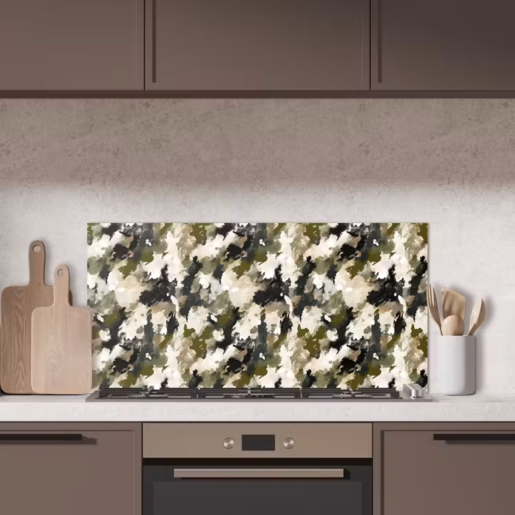 Donker - Groen - Camouflage - Schilderachtig keuken achterwand spatscherm middel 899 -sfeer2