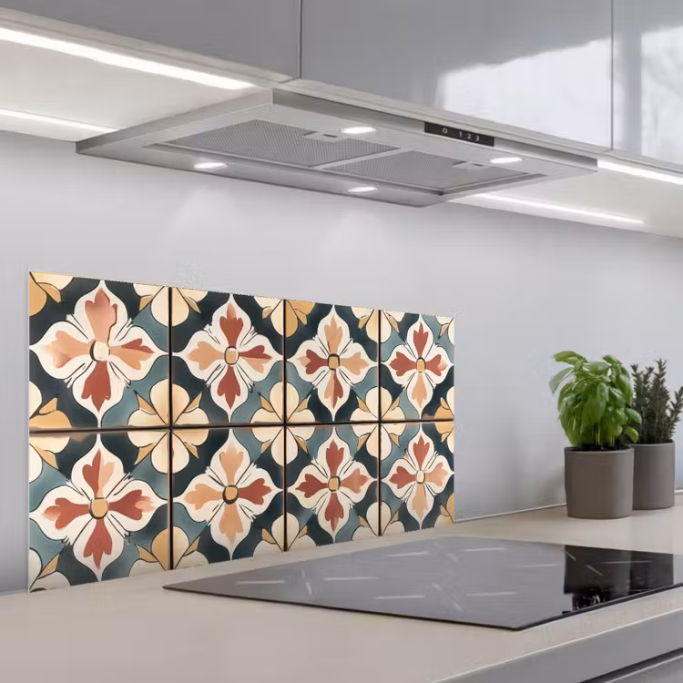Decoratie - Tegels - Spaans - Vintage keuken achterwand spatscherm middel -3d_schuin