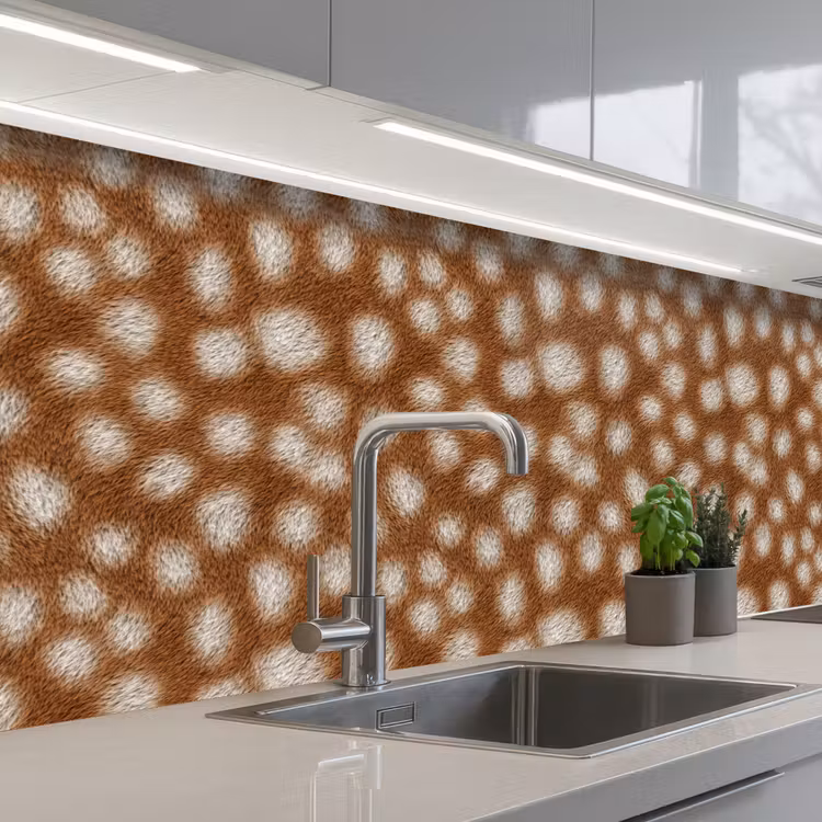 Hert - Vacht - Bruin keuken achterwand 2 groot 857 -3d_schuin