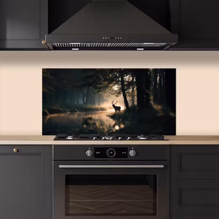 Hert - Bosbeek - Mystiek keuken achterwand spatscherm middel -sfeer1