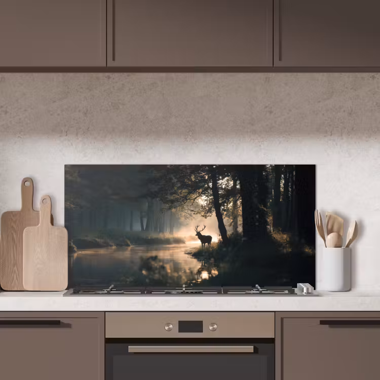 Hert - Bosbeek - Mystiek keuken achterwand spatscherm middel -sfeer2