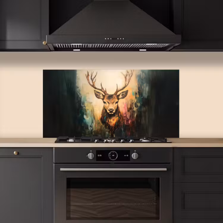 Hert - Geverfd - Gewei - Bruin keuken achterwand spatscherm middel -sfeer1