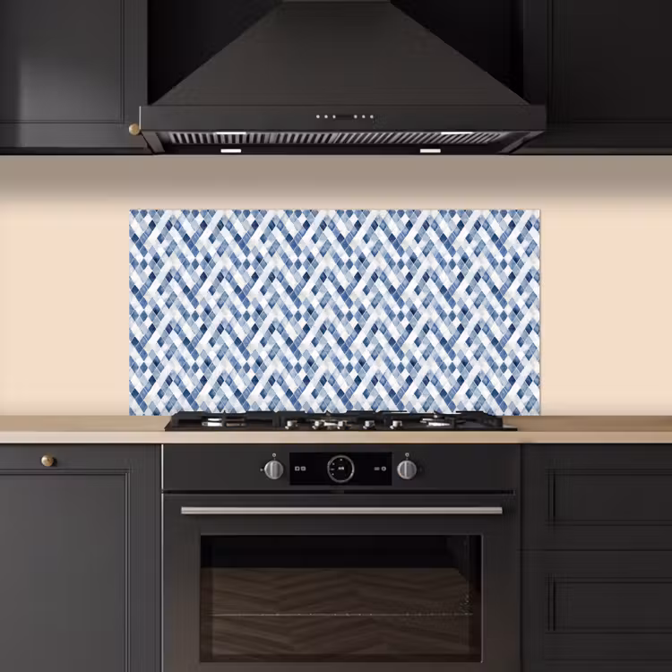 Diamant - Patroon - Blauw - Wit keuken achterwand spatscherm middel 899 -sfeer1