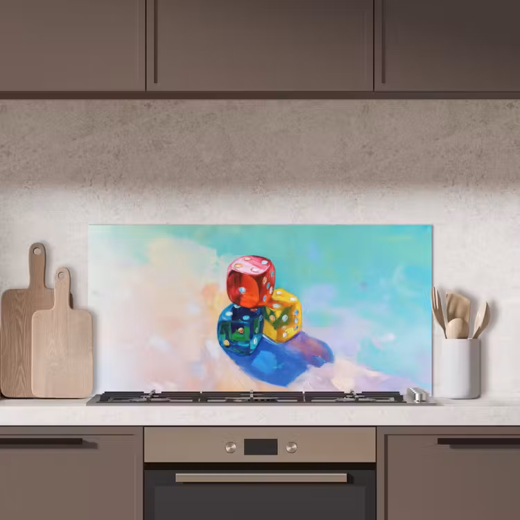 Dobbelstenen - Kleurrijk - Getallen - Stipjes keuken achterwand spatscherm middel -sfeer2