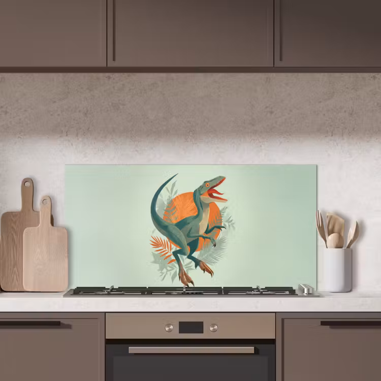 Dino - Bladeren - Grafisch - Groen keuken achterwand spatscherm middel -sfeer2
