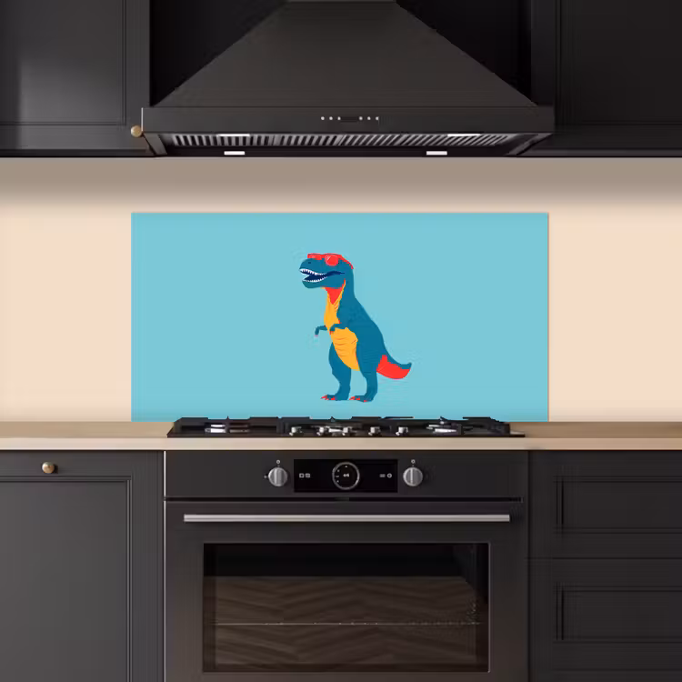 Dinosaurus - Blauw - Zonnebril keuken achterwand spatscherm middel -sfeer1