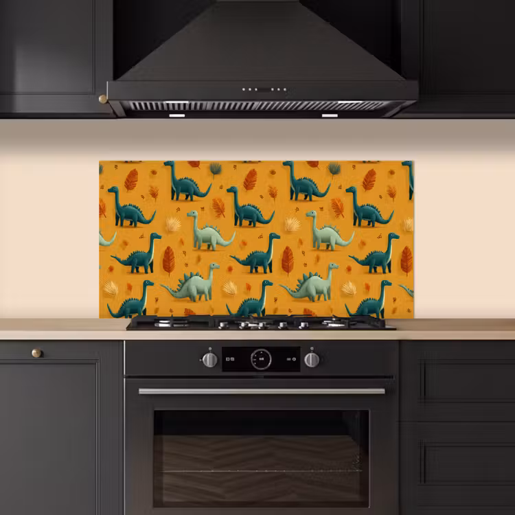 Dinosaurussen - Stekels - Herfstbladeren - Bruin keuken achterwand spatscherm middel -sfeer1