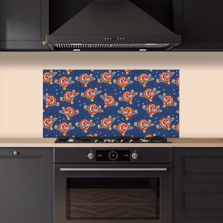 Disco - Blauw - Patroon keuken achterwand spatscherm middel 899 -sfeer1