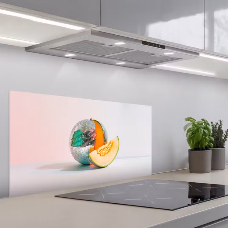 Disco - Discobal - Meloen - Pastel keuken achterwand spatscherm middel -3d_schuin