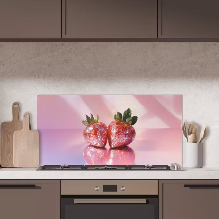 Disco - Fruit - Glitter - Strawberry keuken achterwand spatscherm middel -sfeer2