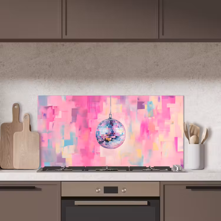 Discobal - Pink - Verf keuken achterwand spatscherm middel -sfeer2