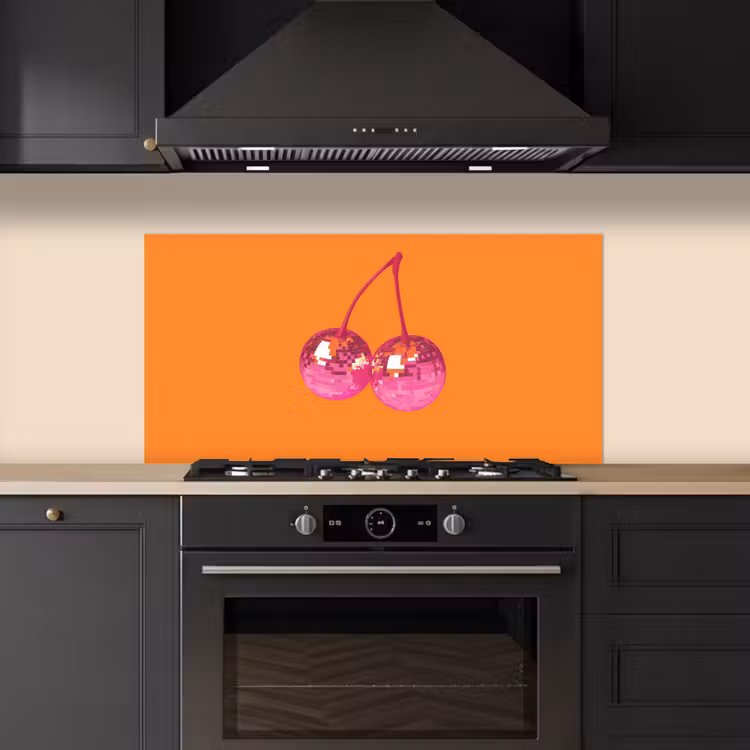 Discoballen - Kers - Spiegels - Roze keuken achterwand spatscherm middel -sfeer1