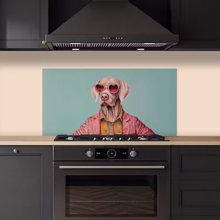 Hond - Overhemd - Bloemen - Bril keuken achterwand spatscherm middel -sfeer1