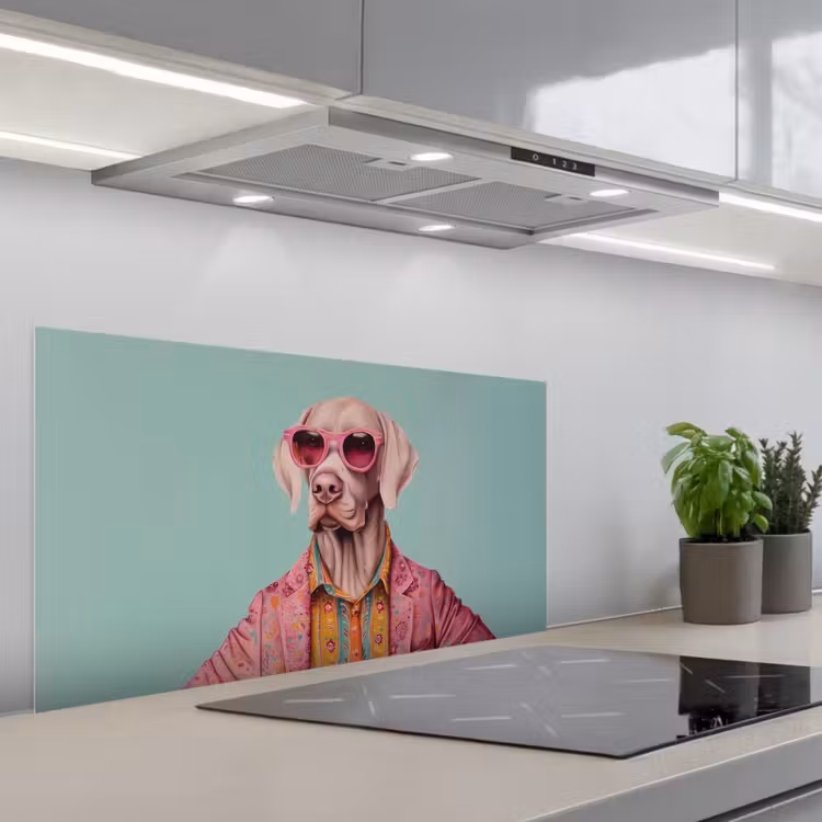 Hond - Overhemd - Bloemen - Bril keuken achterwand spatscherm middel -3d_schuin