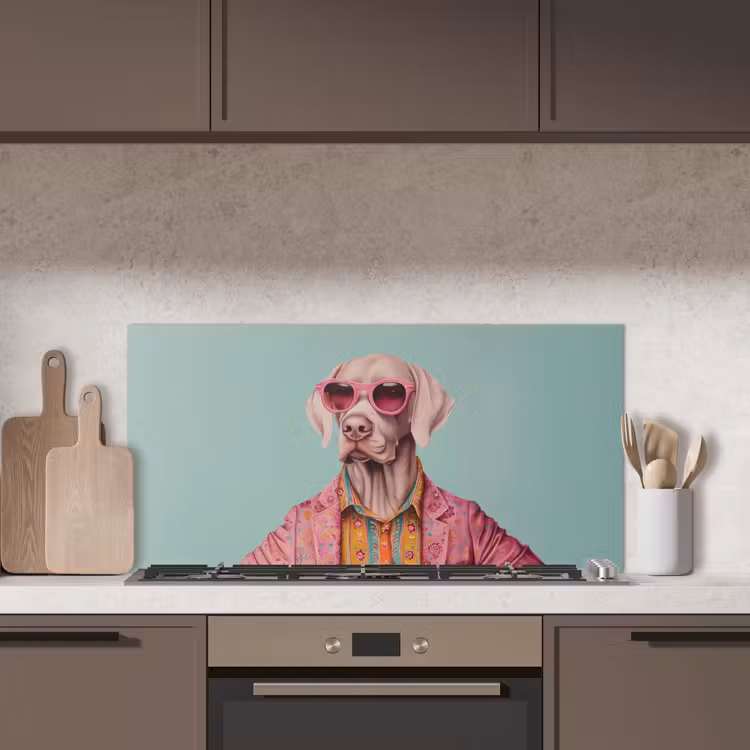 Hond - Overhemd - Bloemen - Bril keuken achterwand spatscherm middel -sfeer2