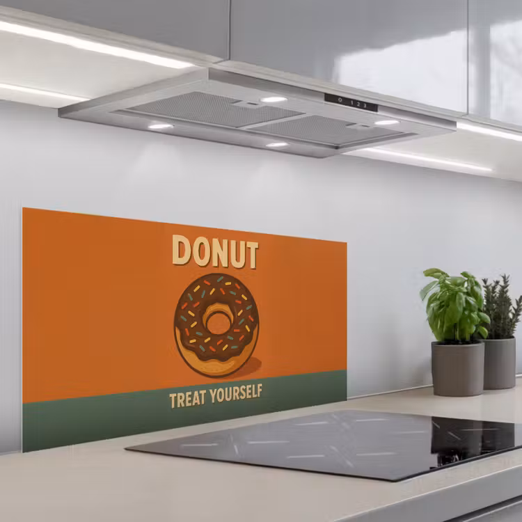 Donut - Spikkels - Kleurrijk - Quote keuken achterwand spatscherm middel -3d_schuin