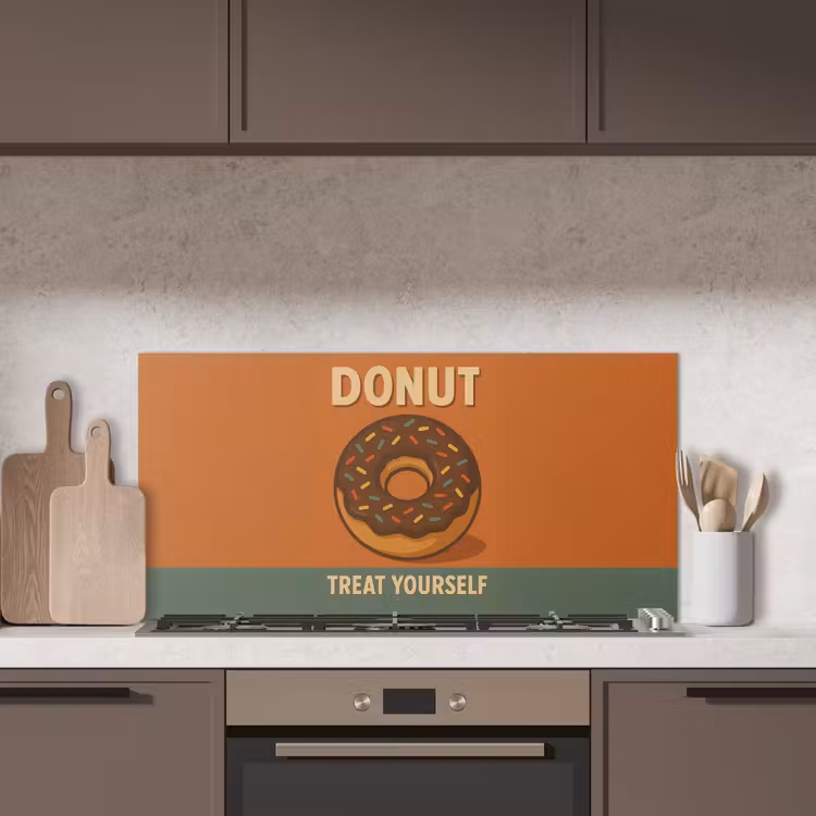 Donut - Spikkels - Kleurrijk - Quote keuken achterwand spatscherm middel -sfeer2