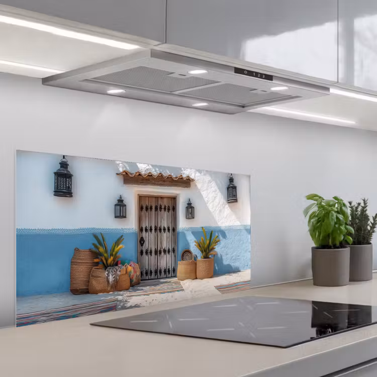 Deur - Manden - Planten keuken achterwand spatscherm middel -3d_schuin