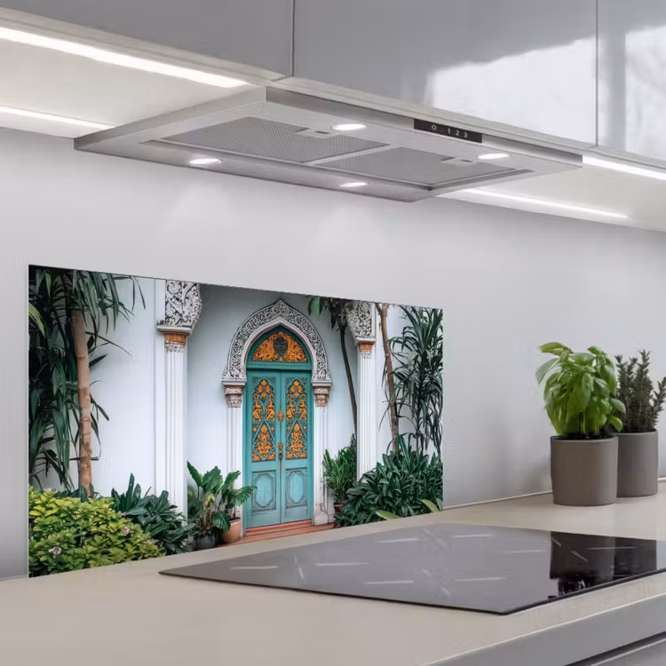 Deur - Patronen - Planten keuken achterwand spatscherm middel -3d_schuin