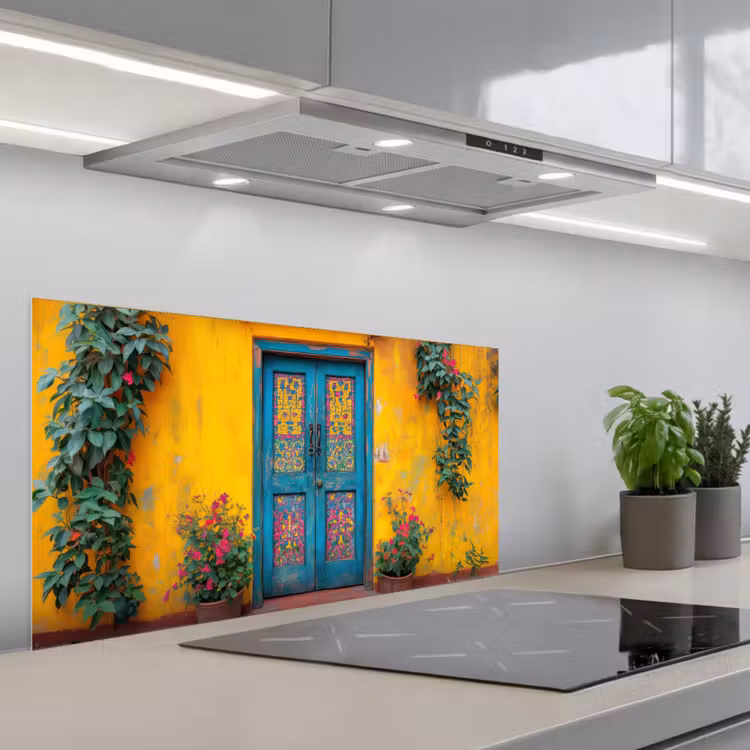 Deuren - Kleurrijk - Planten keuken achterwand spatscherm middel -3d_schuin