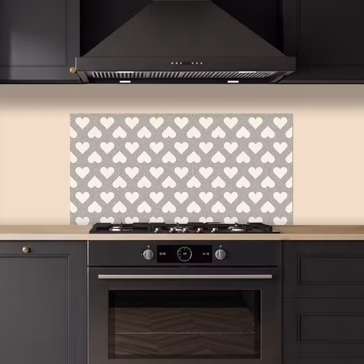 Stippen - Hart - Zwart - Wit keuken achterwand spatscherm middel 899 -sfeer1