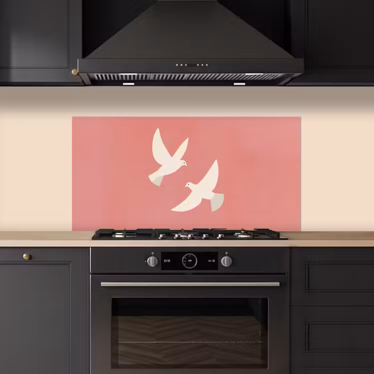 Duiven - Wit - Sierlijk keuken achterwand spatscherm middel -sfeer1