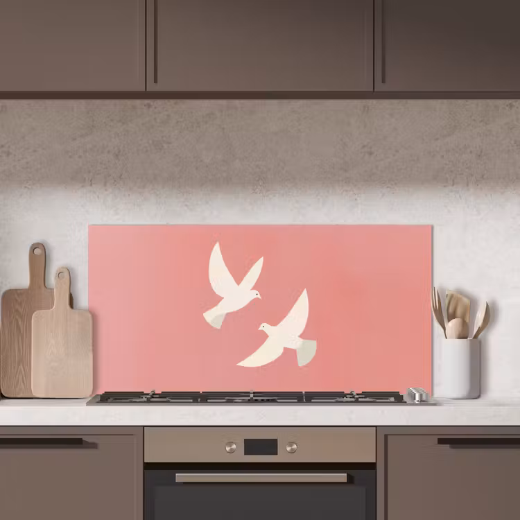 Duiven - Wit - Sierlijk keuken achterwand spatscherm middel -sfeer2