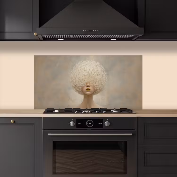 Dromerig - Beige - Paardenbloemzaadjes keuken achterwand spatscherm middel -sfeer1