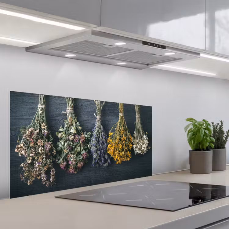 Droogbloemen - Bloemen - Boeket - Stilleven - Touw - Bundel keuken achterwand spatscherm middel -3d_schuin