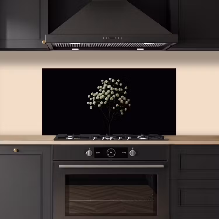 Gipskruid - Bloemetjes - Wit - Minimalistisch keuken achterwand spatscherm middel -sfeer1