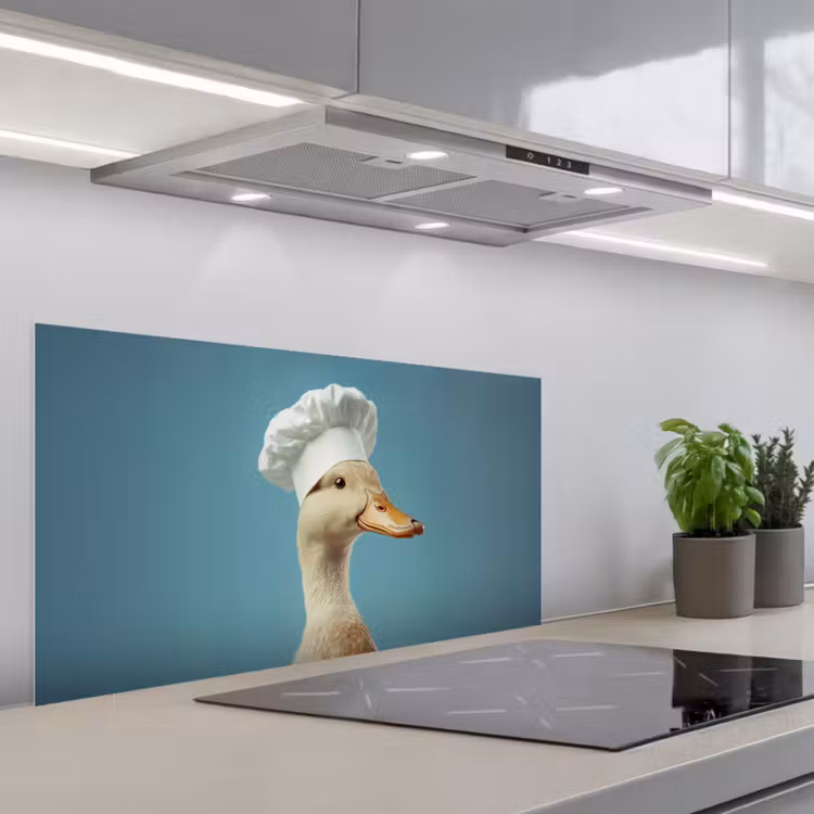 Eend - Koksmuts - Cute - Vogel keuken achterwand spatscherm middel -3d_schuin