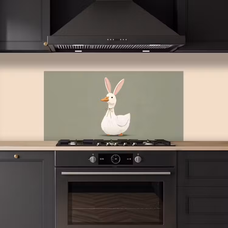 Eend - Konijnoren - Grijs keuken achterwand spatscherm middel -sfeer1