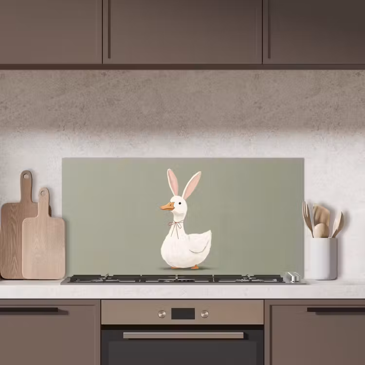 Eend - Konijnoren - Grijs keuken achterwand spatscherm middel -sfeer2