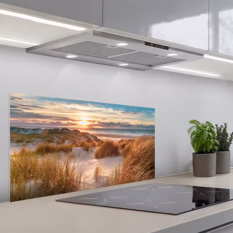 Duin - Planten - Zonsondergang - Strand - Zee keuken achterwand spatscherm middel -3d_schuin