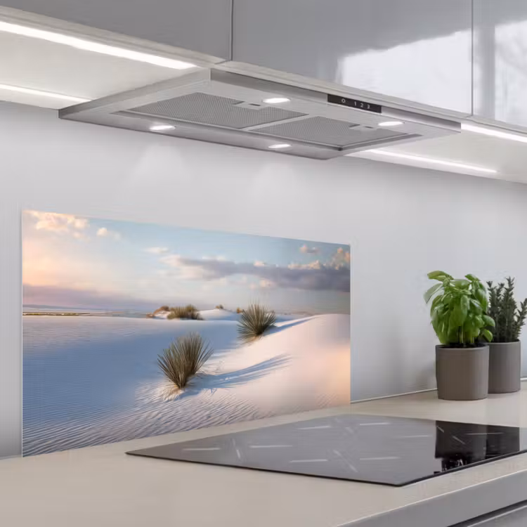 Duinen - Gras - Wolken - Beige keuken achterwand spatscherm middel -3d_schuin