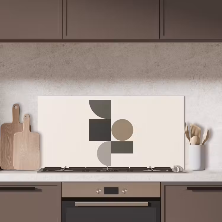 Aardetinten - Abstracte compositie - Eenvoudige vormen keuken achterwand spatscherm middel -sfeer2