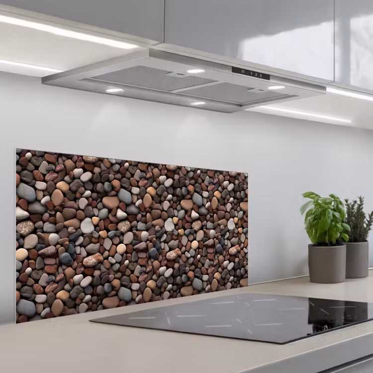 Aardse - Kiezel - Stenen keuken achterwand spatscherm middel 899 -3d_schuin