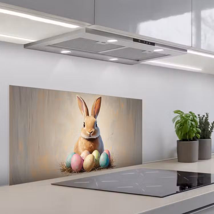 Paashaas - Pastel - Eieren keuken achterwand spatscherm middel -3d_schuin