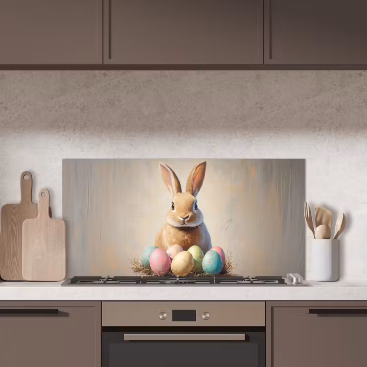 Paashaas - Pastel - Eieren keuken achterwand spatscherm middel -sfeer2