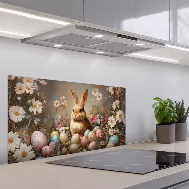 Paashaas - Lente - Paaseieren keuken achterwand spatscherm middel -3d_schuin