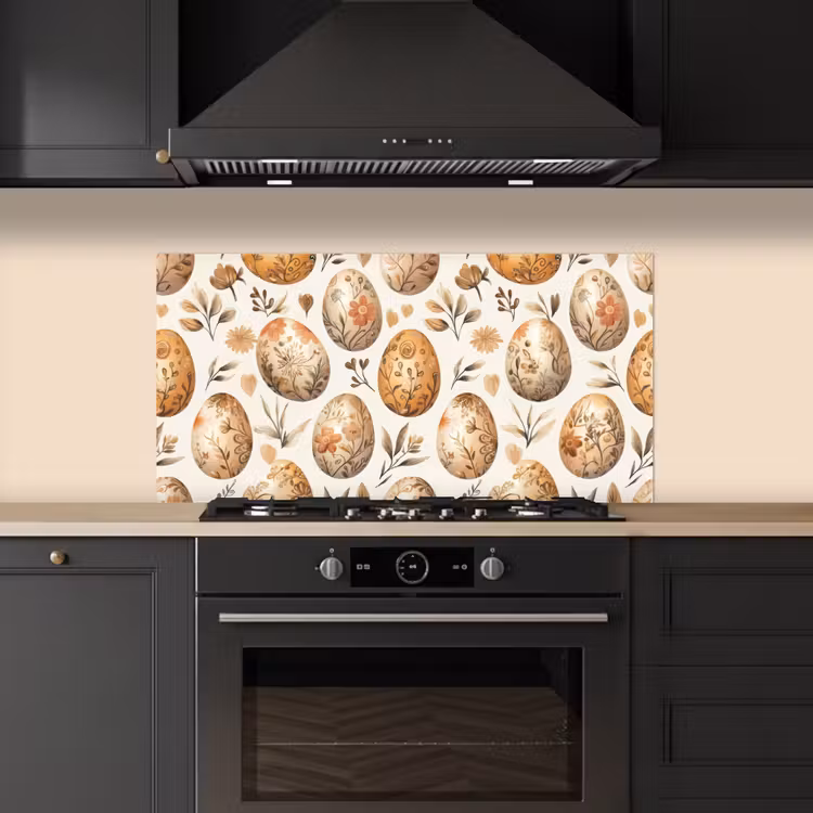 Paaseieren - Bruin - Bloemen keuken achterwand spatscherm middel -sfeer1