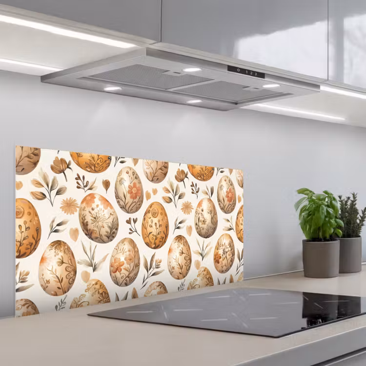 Paaseieren - Bruin - Bloemen keuken achterwand spatscherm middel -3d_schuin