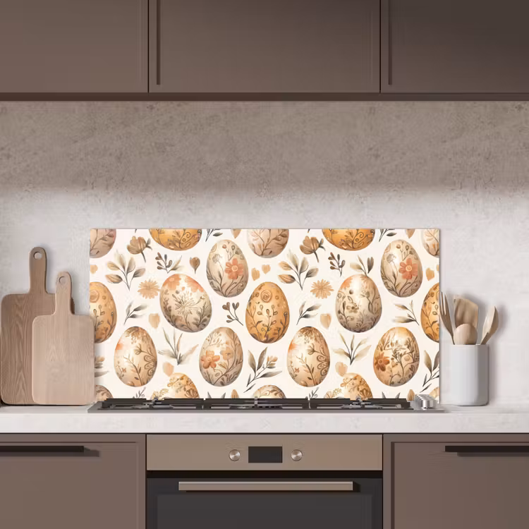 Paaseieren - Bruin - Bloemen keuken achterwand spatscherm middel -sfeer2