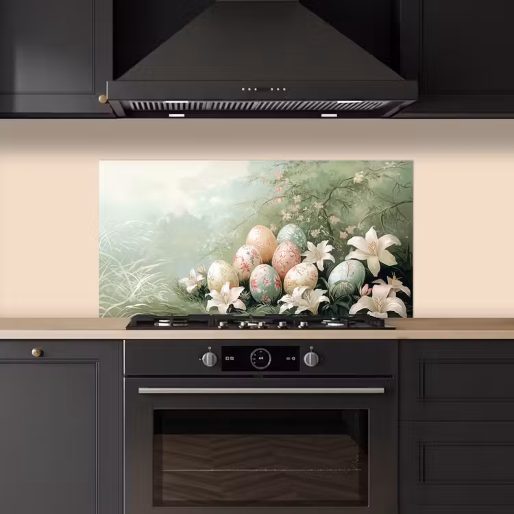 Paaseieren - Pasteltinten - Bloemen keuken achterwand spatscherm middel -sfeer1