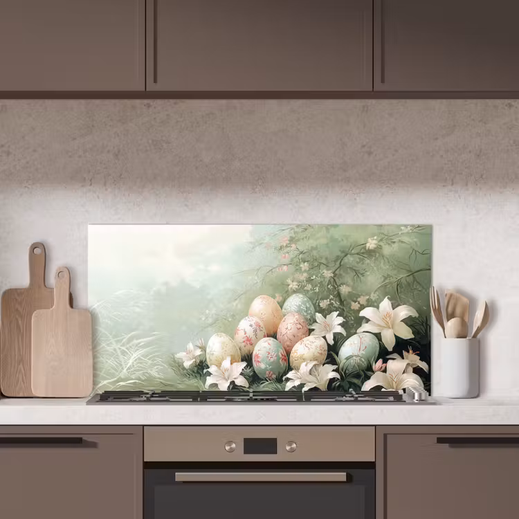 Paaseieren - Pasteltinten - Bloemen keuken achterwand spatscherm middel -sfeer2