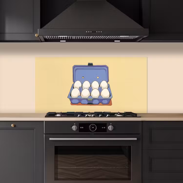 Eieren - Doos - Minimalistisch - Blauw keuken achterwand spatscherm middel -sfeer1