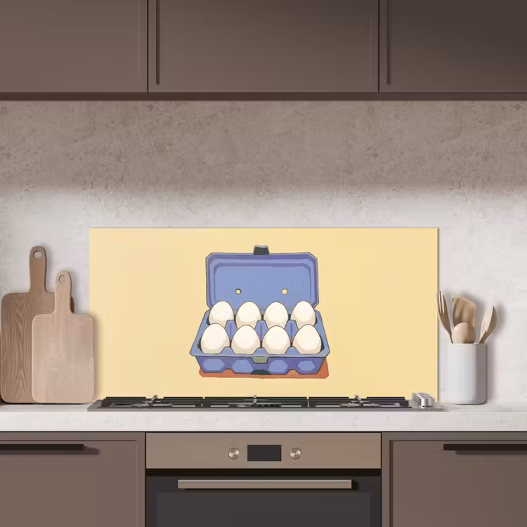 Eieren - Doos - Minimalistisch - Blauw keuken achterwand spatscherm middel -sfeer2